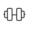 Icon einer Kurzhantel in einer runden Umrandung.